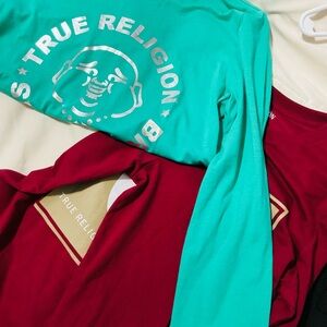 True Religion Long Sleeve Tees - Red and Teal